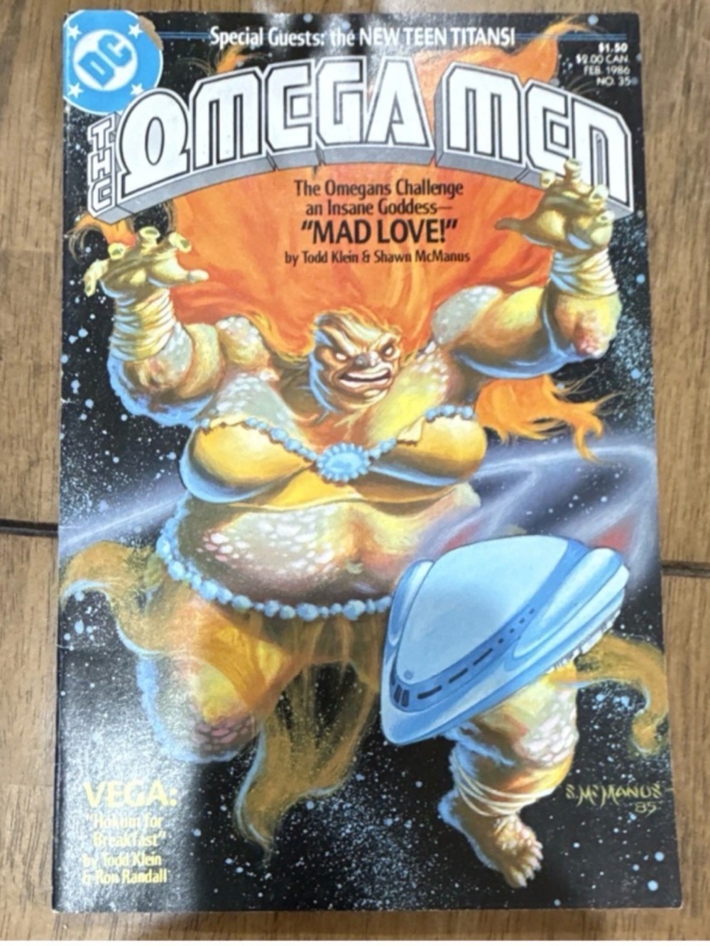 Vintage 1986 DC The Omega Men Comic Book — Yellow & Orange Character Art